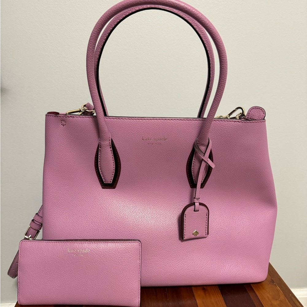 Kate Spade Orchid Purple Crossbody AND matching wallet, EUC